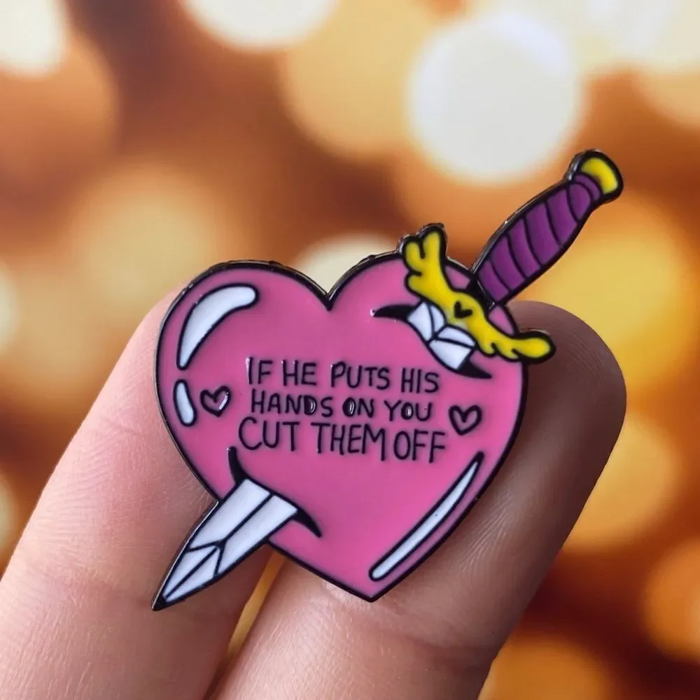 Cut His Hands Heart Enamel Pin/ Brooch